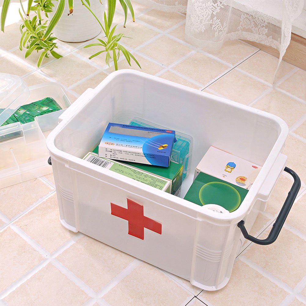 Medicine Storage Box - 1St Aid Box - Medical 1st Aid Storage Box - Plastic Body First Aid Box - Family Medicine Box/Family Emergency Kit Storage Box