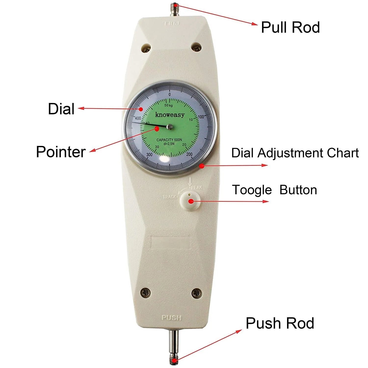 Pushing Machine Lab Instrument 50kg 500N Mechanical Push Pull Force Gauge with clamp - Mechanical Pus ...