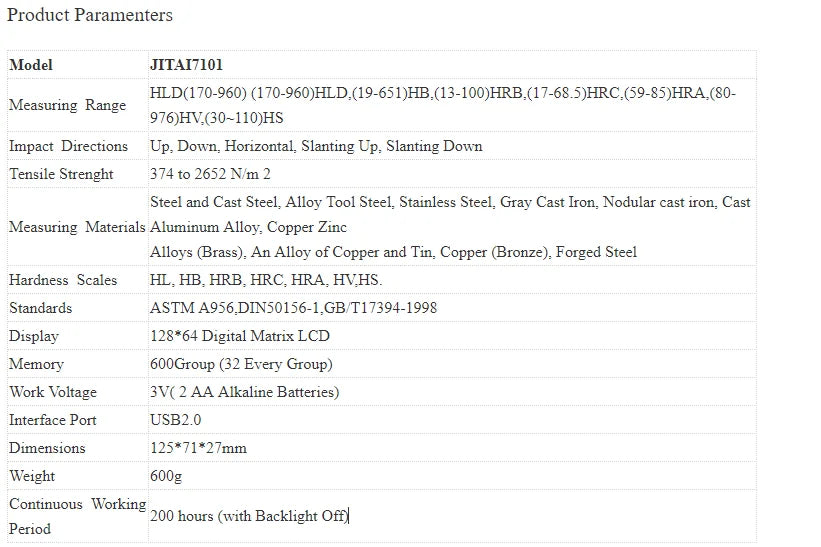 Digital Metal Leeb Hardness Tester - 170-960HLD ±6HLD Portable HL, HB, HRB, HRC, HRA, HV, HS JITAI7101 - Digital Metal Leeb Hardness Tester Price in Pakistan