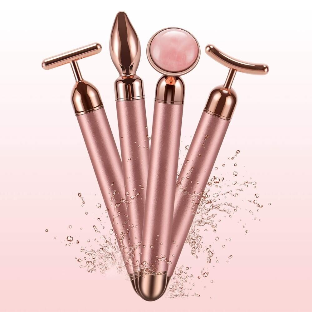 4 in 1 Vibrating Rose Quartz Roller Face Roller Eye Massager Jade Roller T/V Shaped Face Lifting Slimming Beauty Bar Massager 4 in 1 Vibrating Rose Quartz Roller Face Roller Eye Massager Jade Roller T/V Shaped Face Lifting Slimming Beauty Bar Massager