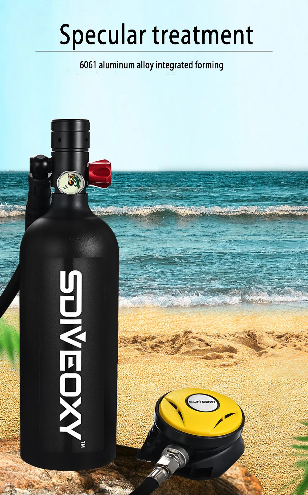 Scuba Diving Oxygen Tank 1L - Cylinder Underwater Breather for with Br ...