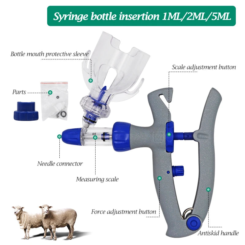 1-10ml Automatic Veterinary Continuous Syringe - Animal Injection Adju ...