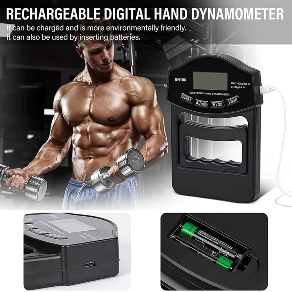 Digital Hand Dynamometer Grip Strength Tester LCD 396Lbs – BRIGHT WAY ...