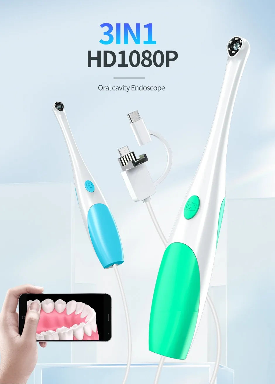HD 1080P Intraoral Camera Mini 3 In1-Oral Examination Camera IP67 Waterproof Teeth Detecting Endoscope Cameras -Endoscope Cameras For Dentist Price In Pakistan