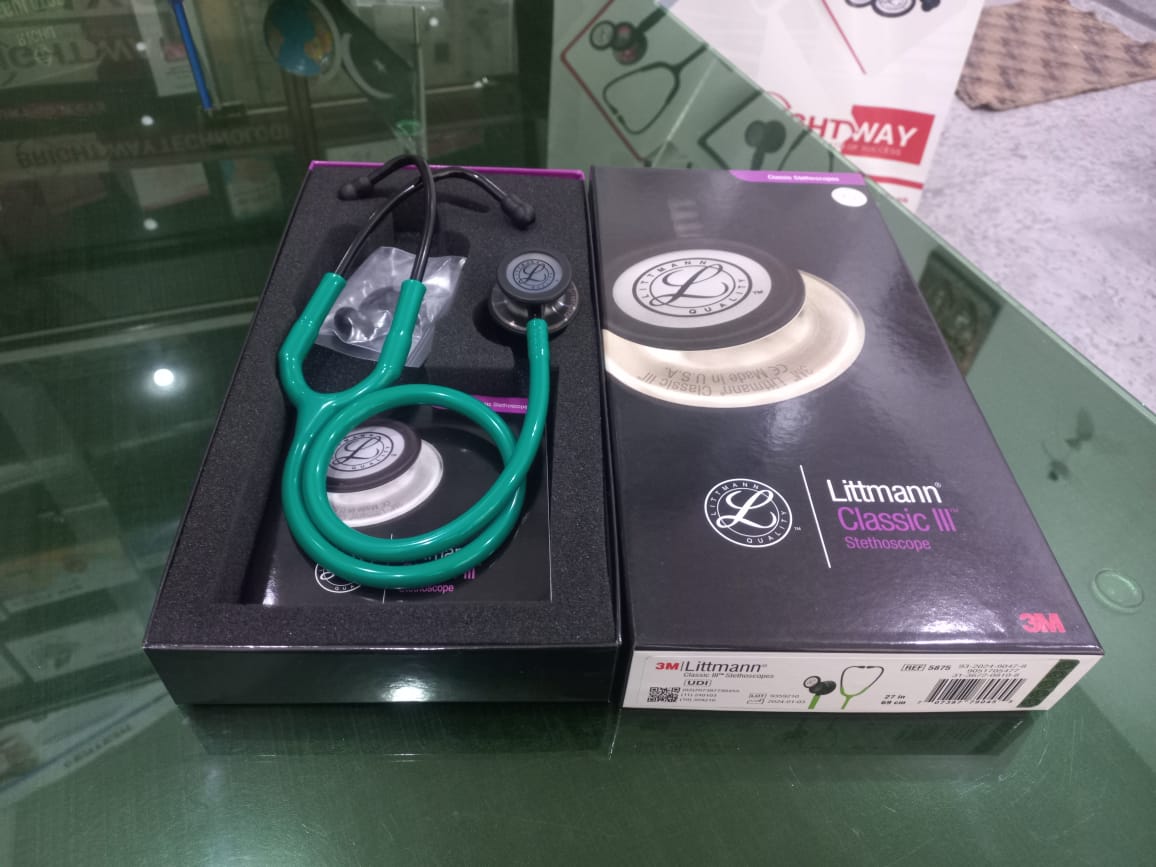 3M™ Littmann® Classic III™ Stethoscope - 5875 - Green Tube Black Finish Chestpiece 5875 - 3M Littmann Green Tube Black Edition Stethoscope - Littmann Classic-III Stethoscopes in Pakistan