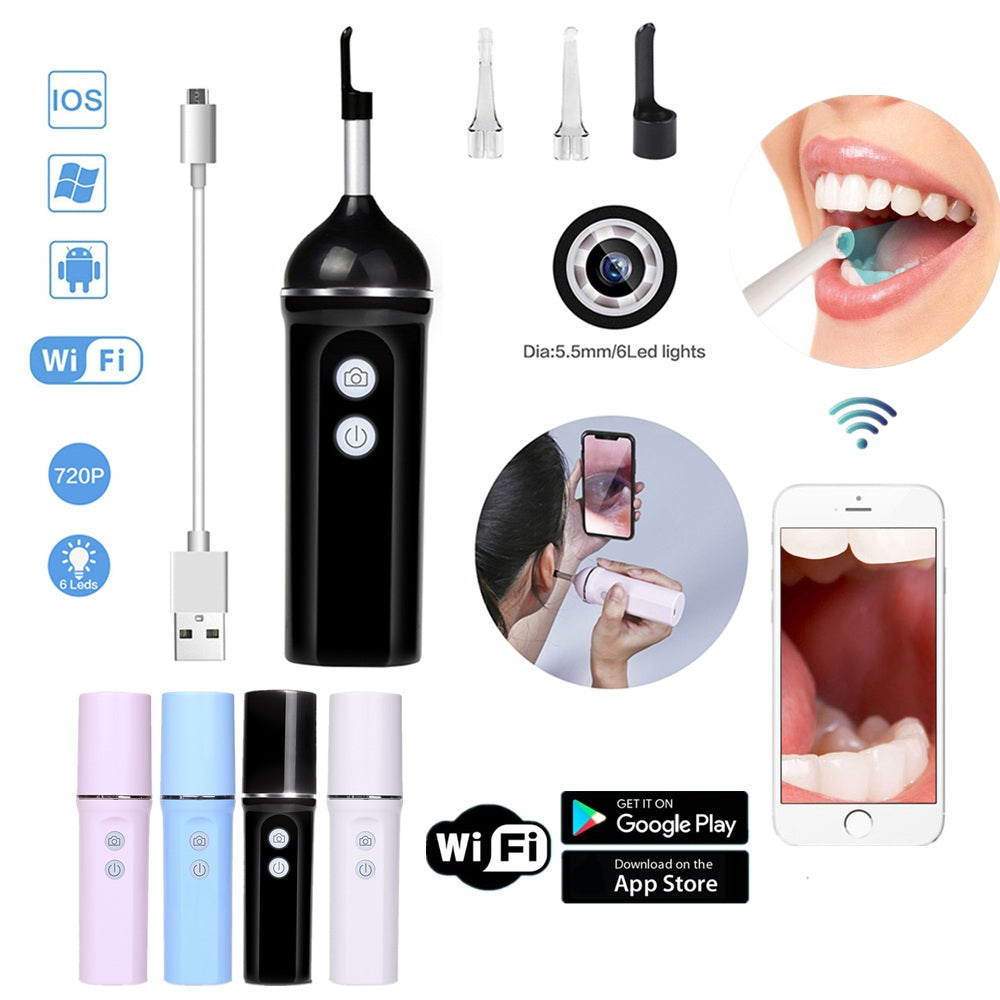 Dentistry Cleaning Endoscope HD Visual Dental - Ear Spoon 5.5mm Wifi Mini Intra Oral Camera Android IOS Otoscope Borescope Tool