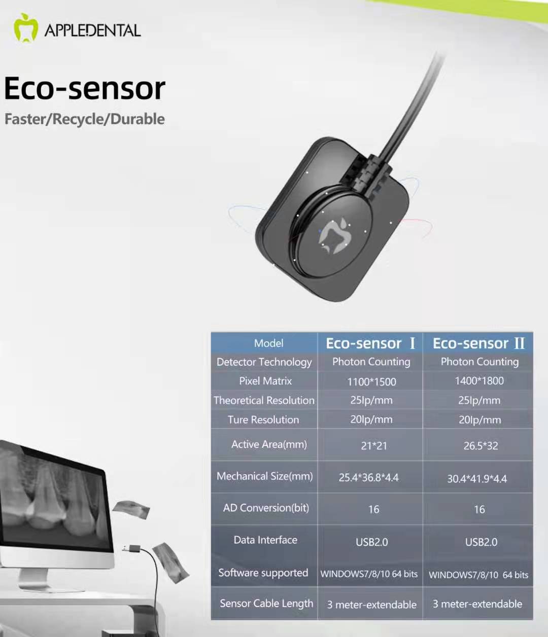 Eco-Sensor - APPLEDENTAL Digital Imaging Sensor for Dental X-Ray - Intraoral Imaging Sensor APPLEDENTAL in Pakistan