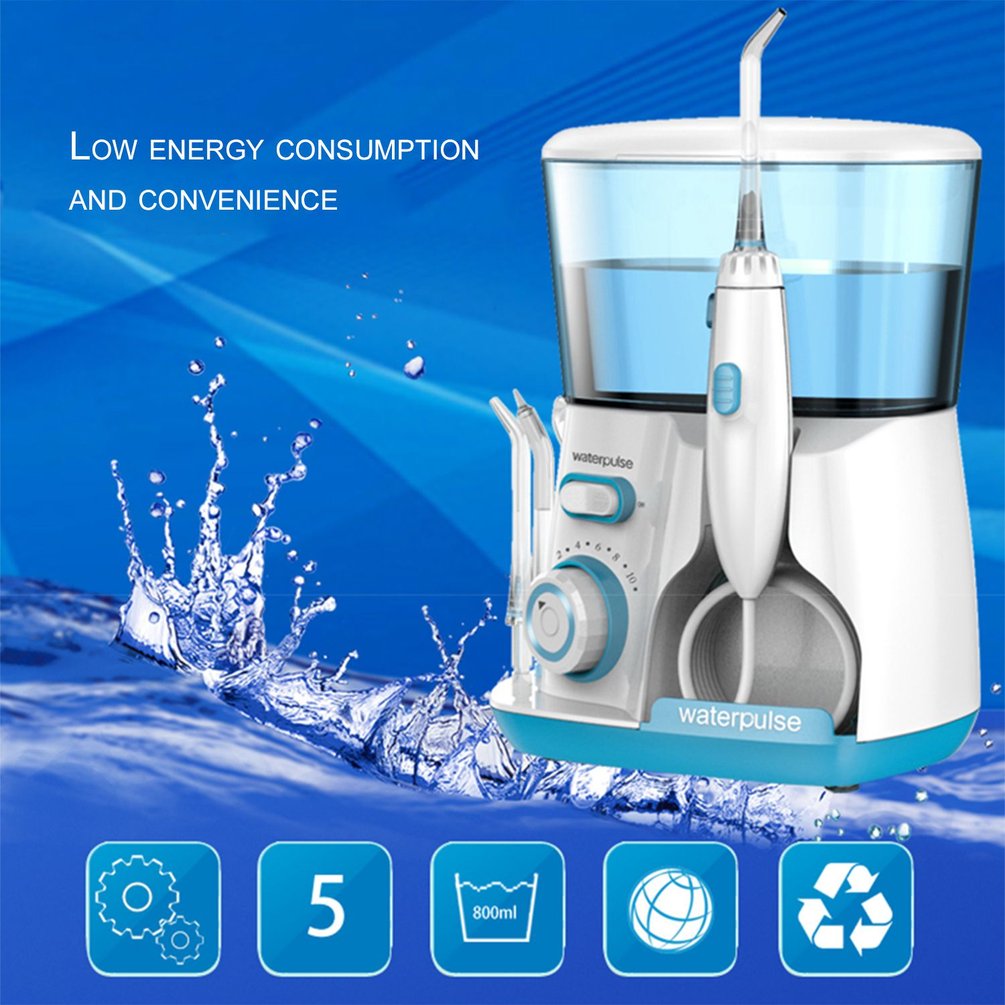 Waterpulse V300G 100-240V Oral Irrigator Water Jet Pick Dental Tooth Cleaner - light blue US plug