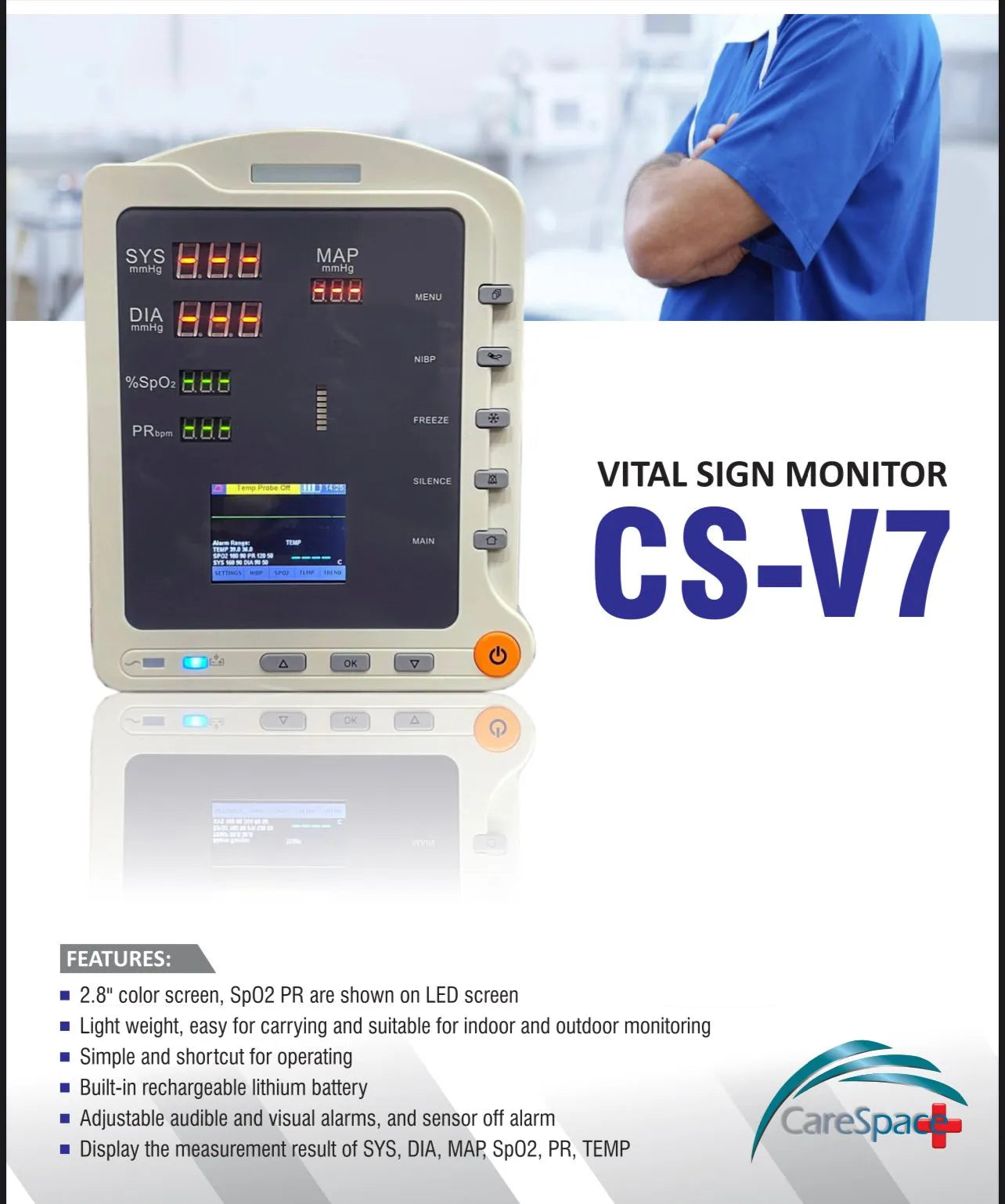 Vital Sign Patient Monitor CS V7 - Electronic Vital Sign Patient Monitor - Patients Monitors in Pakistan