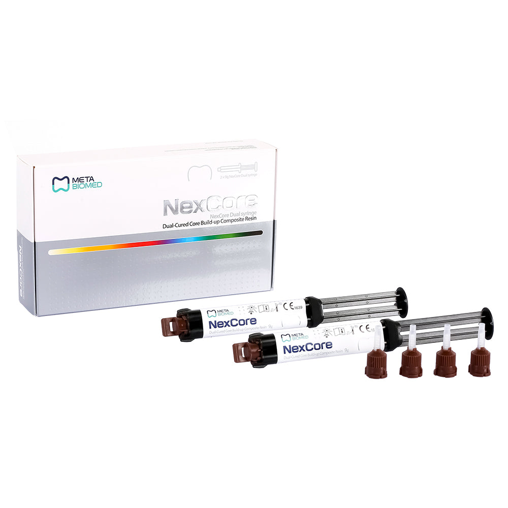 Nexcore Dual Cured Build Up Composite Resin Cement Dual Syringe by Meta Biomed - NexCore Dual Cure Automix syringe in Pakistan
