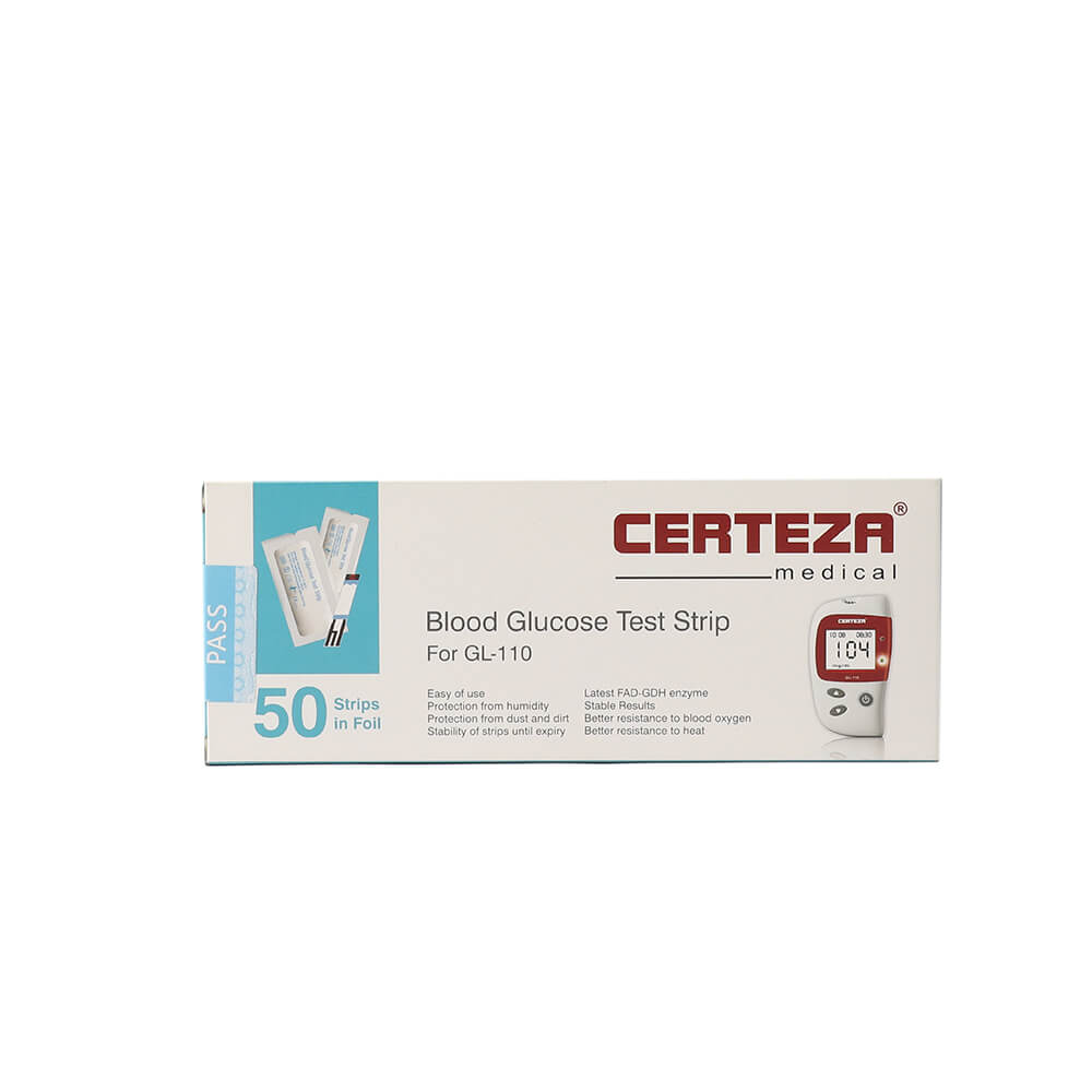 Testing Strips for Certeza GL 110 - Glucose Test Strips for Certeza GL 110 meter - 50 pcs - Foil Pack - Certeza Testing Strips in Pakistan